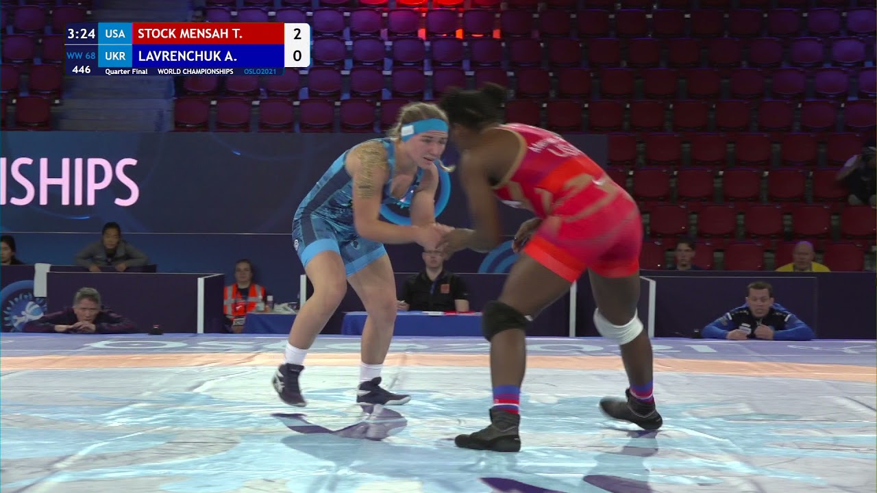 1/4 WW - 68 kg: T. STOCK MENSAH (USA) v. A. LAVRENCHUK (UKR) background