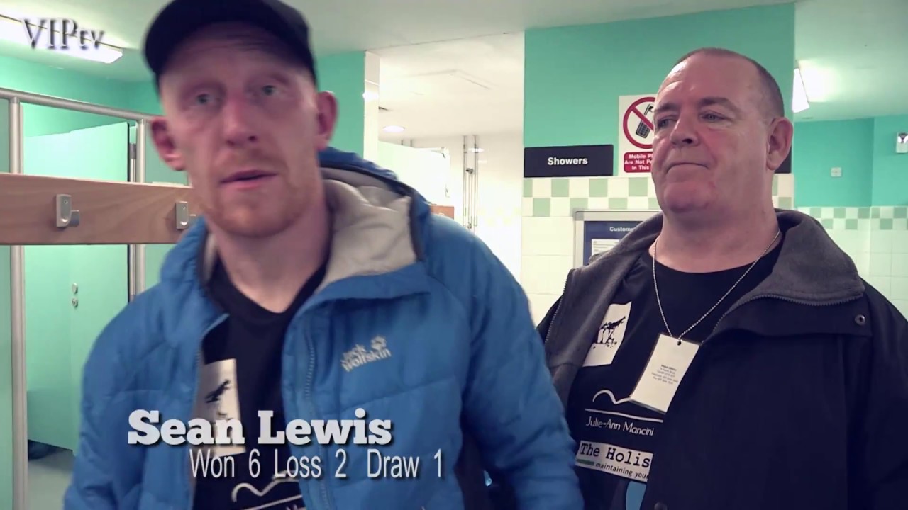 Sean Lewis post fight interview from Leigh 3rd Dec 2016 background