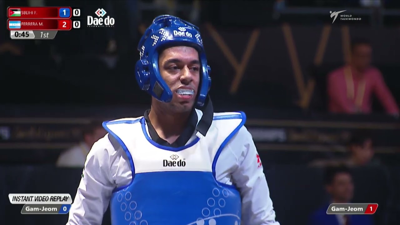 508 M-87kg R-32 SBEIHI Fahed JOR 🔵 vs 🔴 FERRERA Miguel HON I Guadalajara 2022 WT Championships background