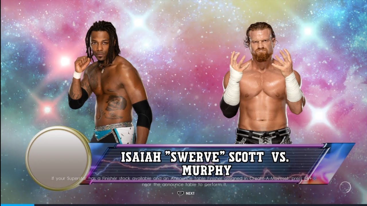 Swerve Scott vs Murphy. Dynamite. WWE 2K22 background