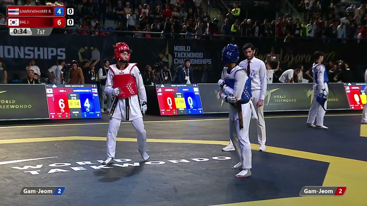 216 M-54kg R-16 SAWEKWIHAREE R. THA ЁЯФ╡ vs ЁЯФ┤ BAE J. KOR I Guadalajara 2022 WT Championships