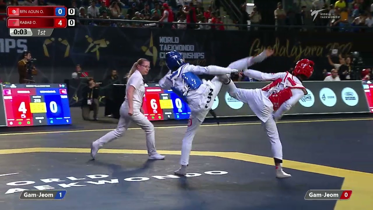 213 W-49kg R-32 BEN AOUN Ouhoud TUN 🔵 vs 🔴 RABAB Ouhadi MAR I Guadalajara 2022 WT Championships
