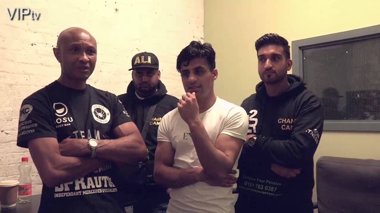 Artif Ali's post fight interview from Victoria Warehouse, Manchester background