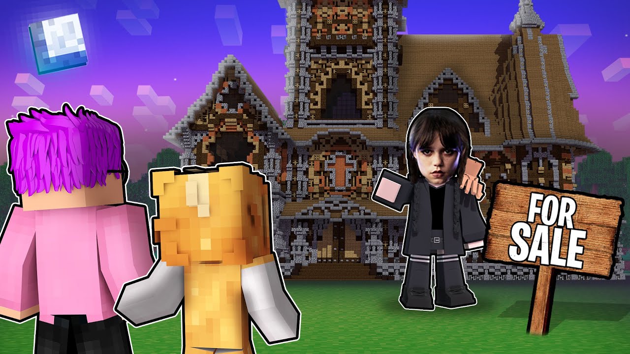 LANKYBOX Bought WEDNESDAY's CURSED Haunted House In MINECRAFT! (LANKYBOX MINECRAFT!) background
