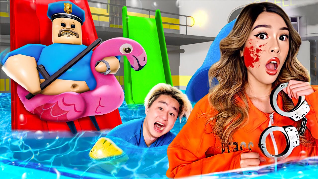 WE ESCAPED WATERPARK BARRY'S PRISON RUN IN ROBLOX (OBBY) background
