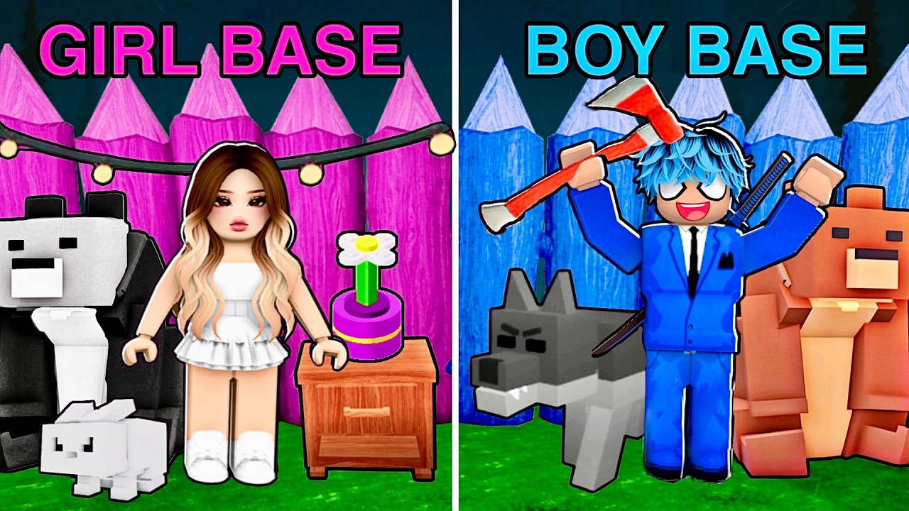 GIRL vs BOY ZOO in 99 Nights in The Forest w/ BachaBlox background