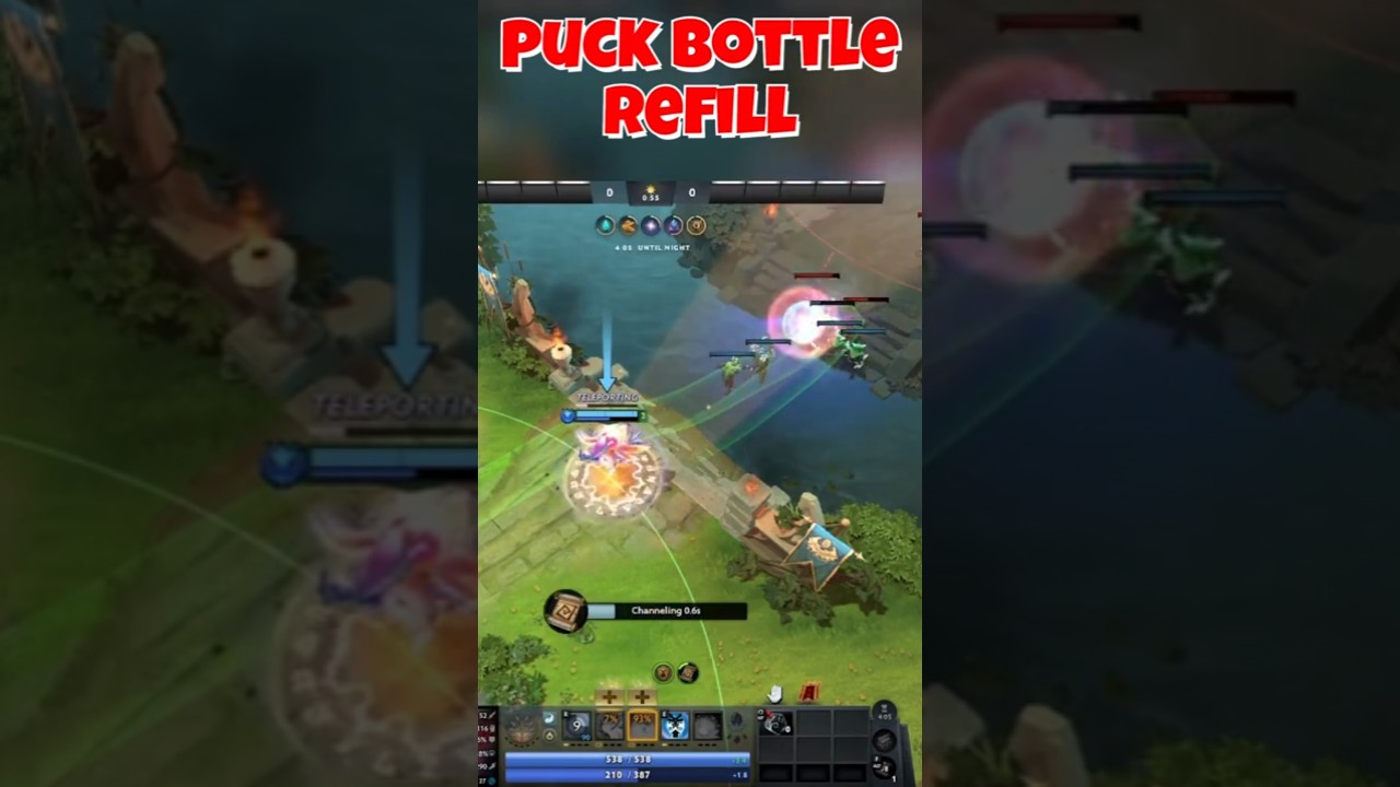 Puck Bottle Refill Using Illusory Orb and Teleport - Dota 2 background