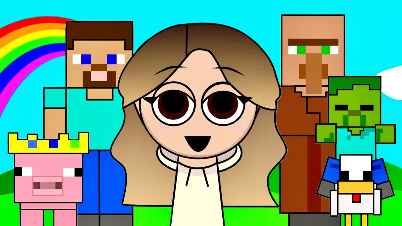 I MADE MINECRAFT CHARACTERS IN SPRUNKI background