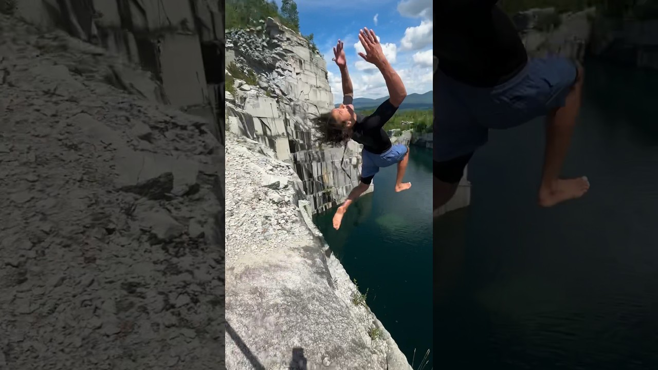 112 FT JUMP AT CRAZY QUARRY đ”âđ« #shorts #cliffjumping