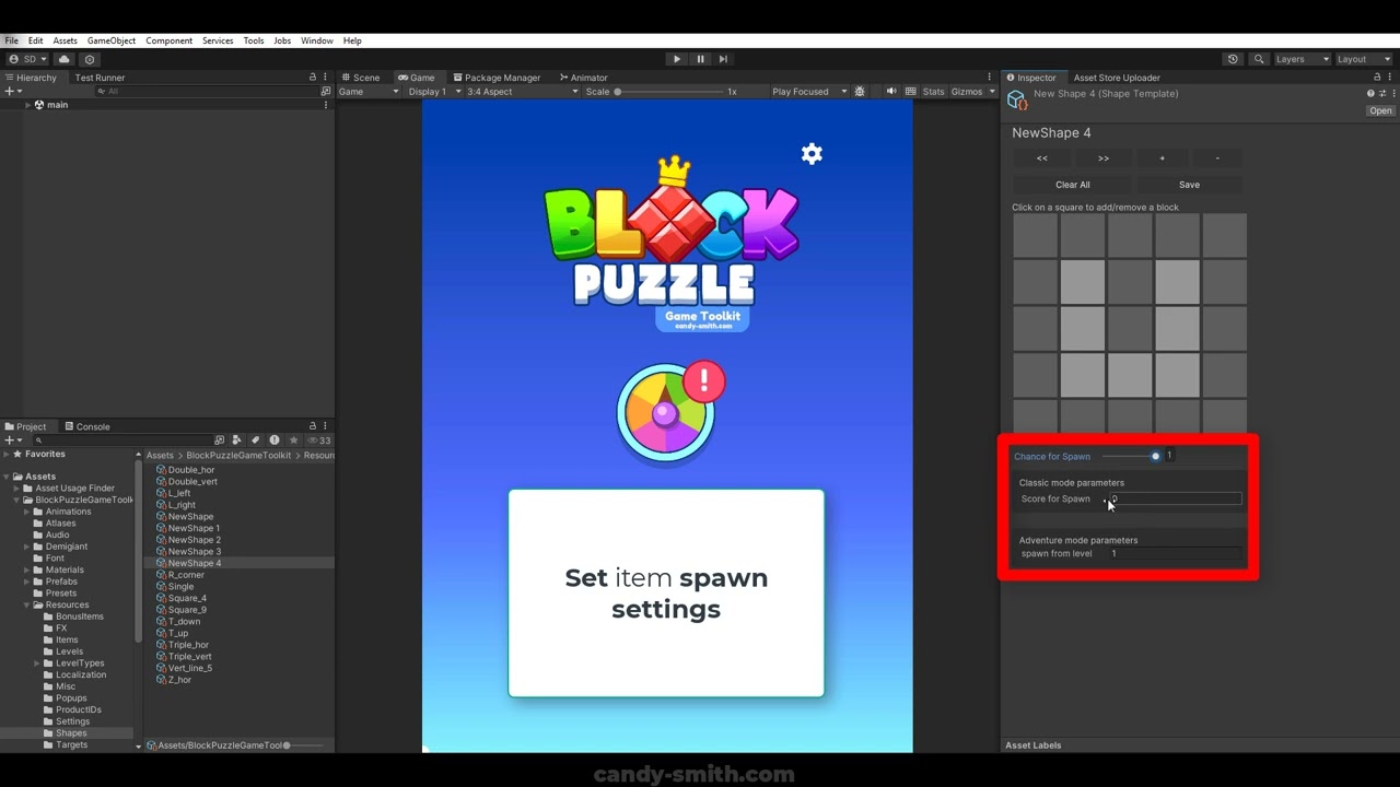 Block Blast Puzzle: Game Toolkit. Shape Editor Tutorial background