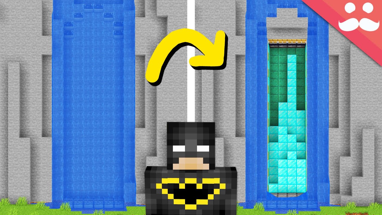I made a Batman Waterfall Entrance for my Minecraft base backdrop