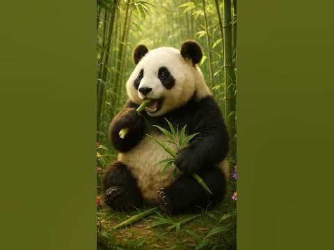 🐼 Adorable Panda Eating Bamboo in a Peaceful Forest | Cutest Panda Moments background