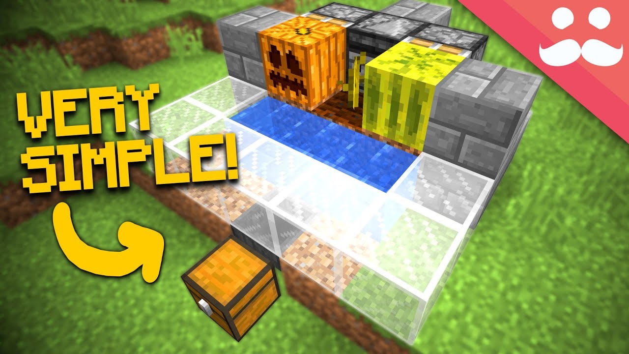 Simple Auto MELON & PUMPKIN FARMS in Minecraft 1.13! background