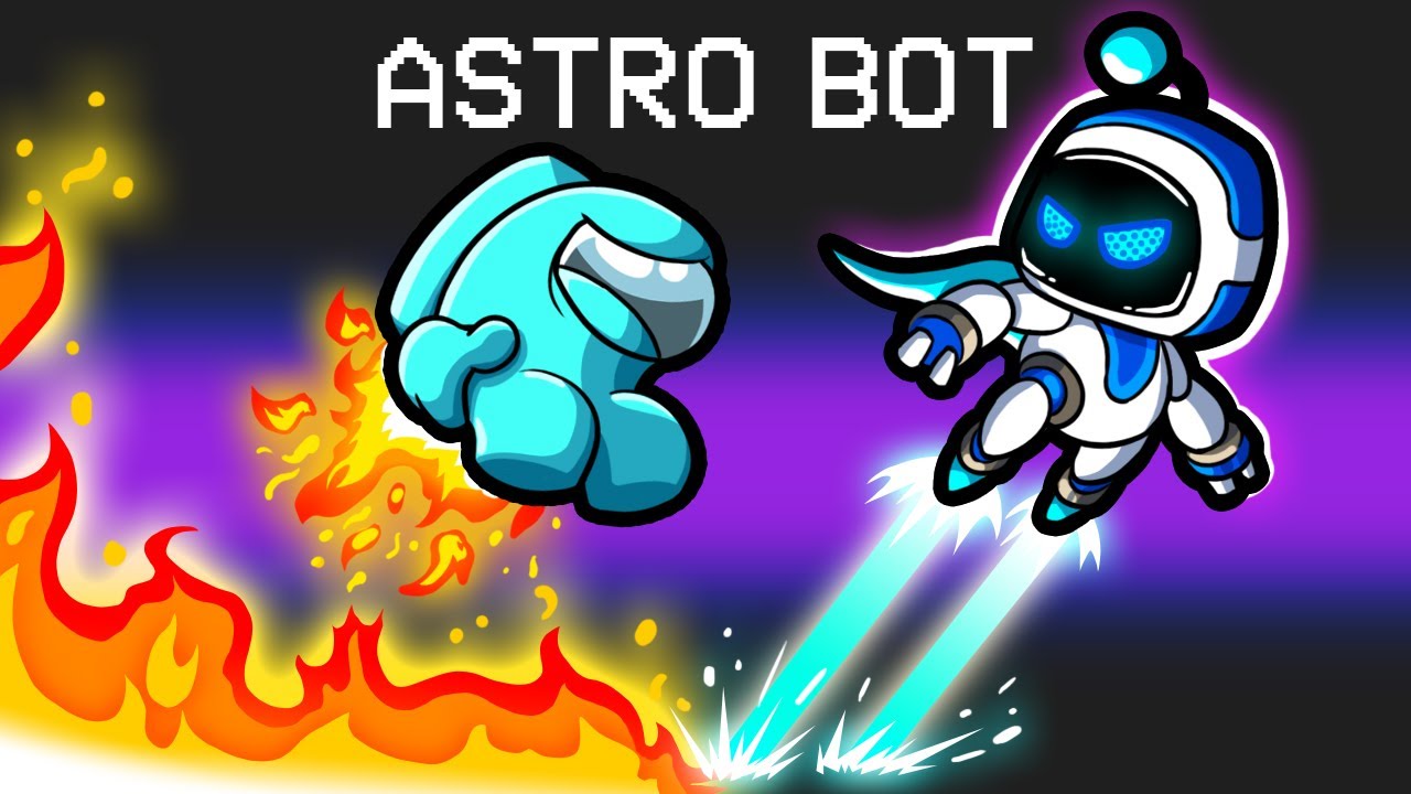Astro Bot in Among Us background