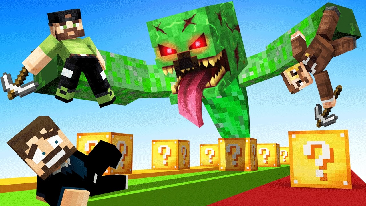 HILARIOUS Lucky Block Race in Minecraft background