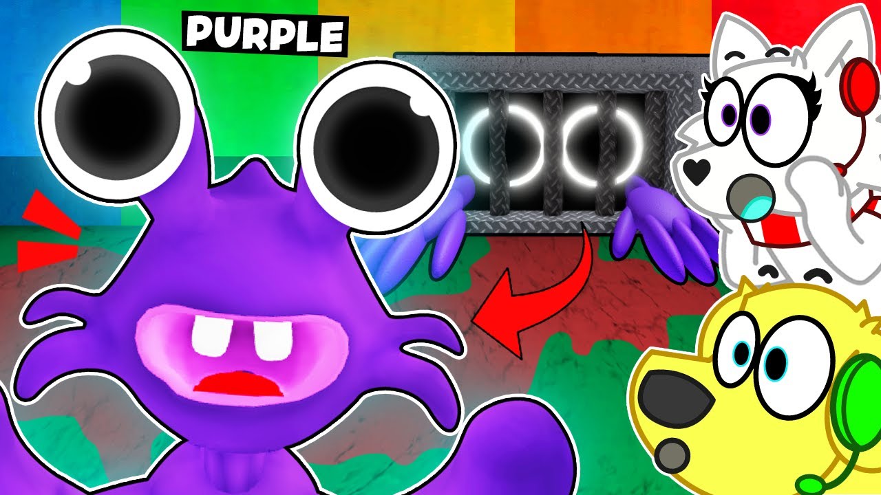 PURPLE CAME OUT OF HIDING... RUN!! Roblox RAINBOW FRIENDS FNAF Game! background