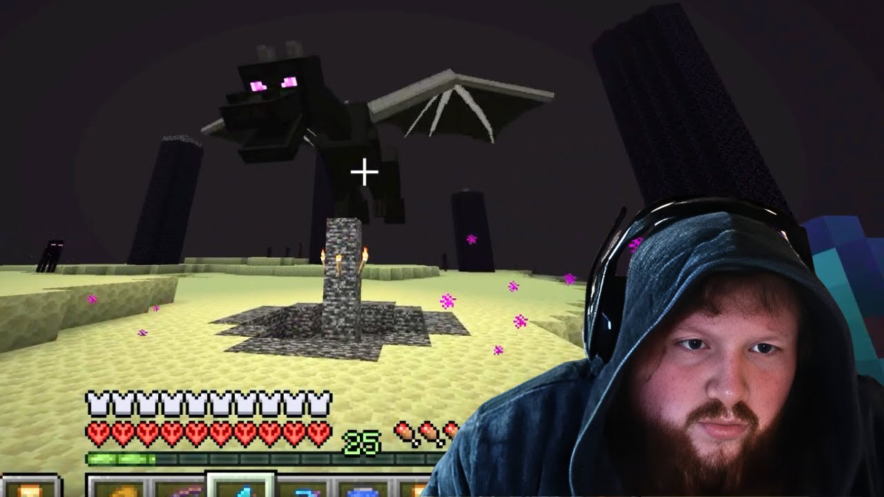 Facing the Ender Dragon (Minecraft Solo Hardcore) background