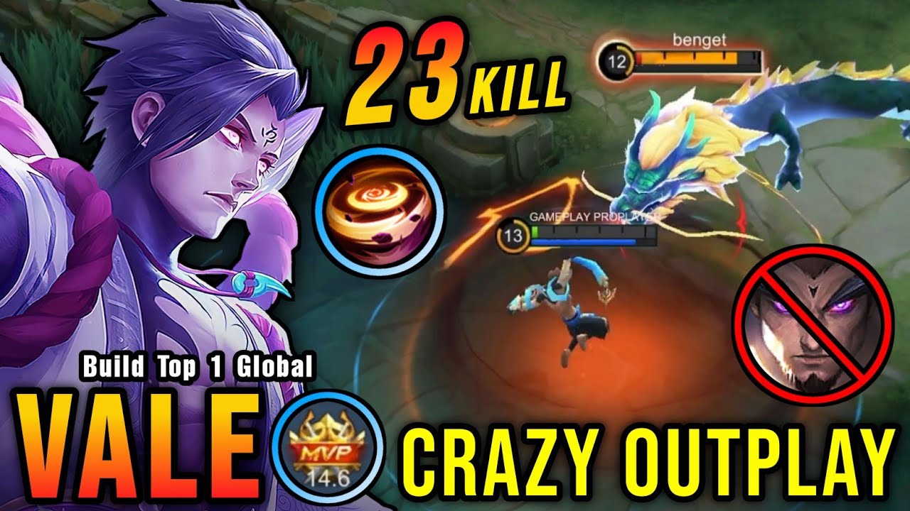 23 Kills!! Vale Crazy Outplay 100% ANNOYING!! - Build Top 1 Global Vale ~ MLBB backdrop