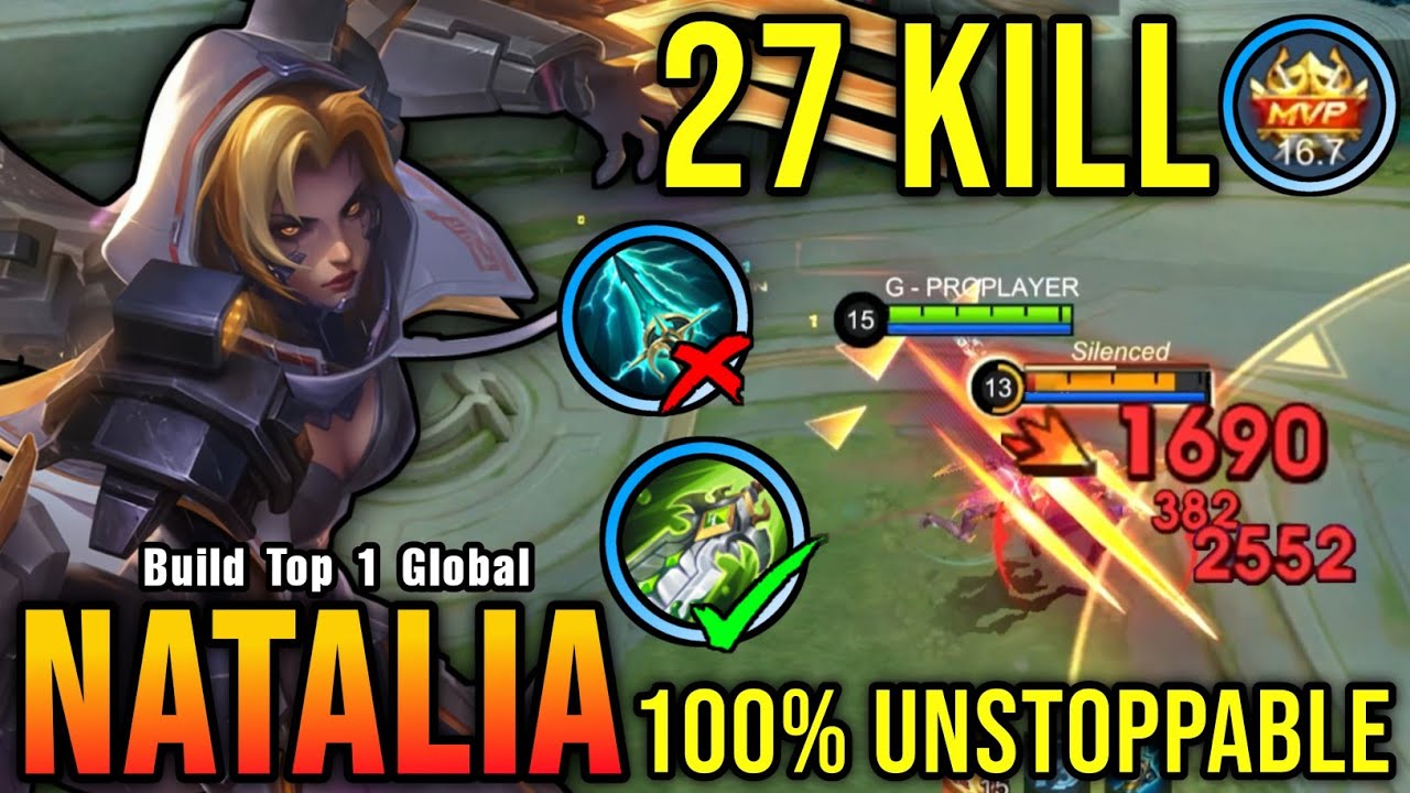 100% Unstoppable!! 27 Kills Natalia One Hit Delete!! - Build Top 1 Global Natalia ~ MLBB background