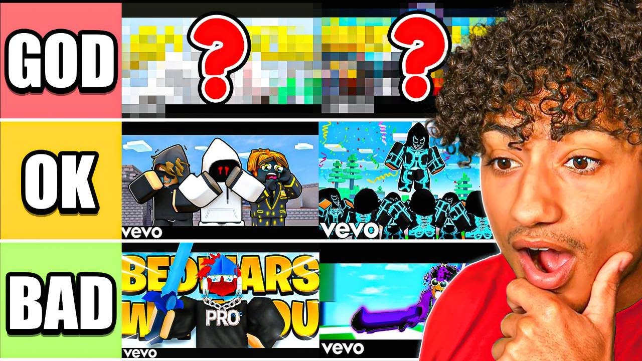 I RANKED Roblox Bedwars YOUTUBERS SONGS.. (Roblox Bedwars) background