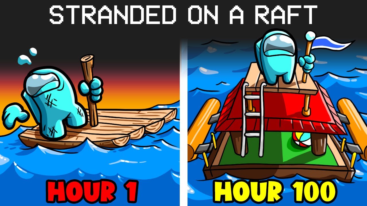 Stranded on a Raft For 100 Hours in Among us background