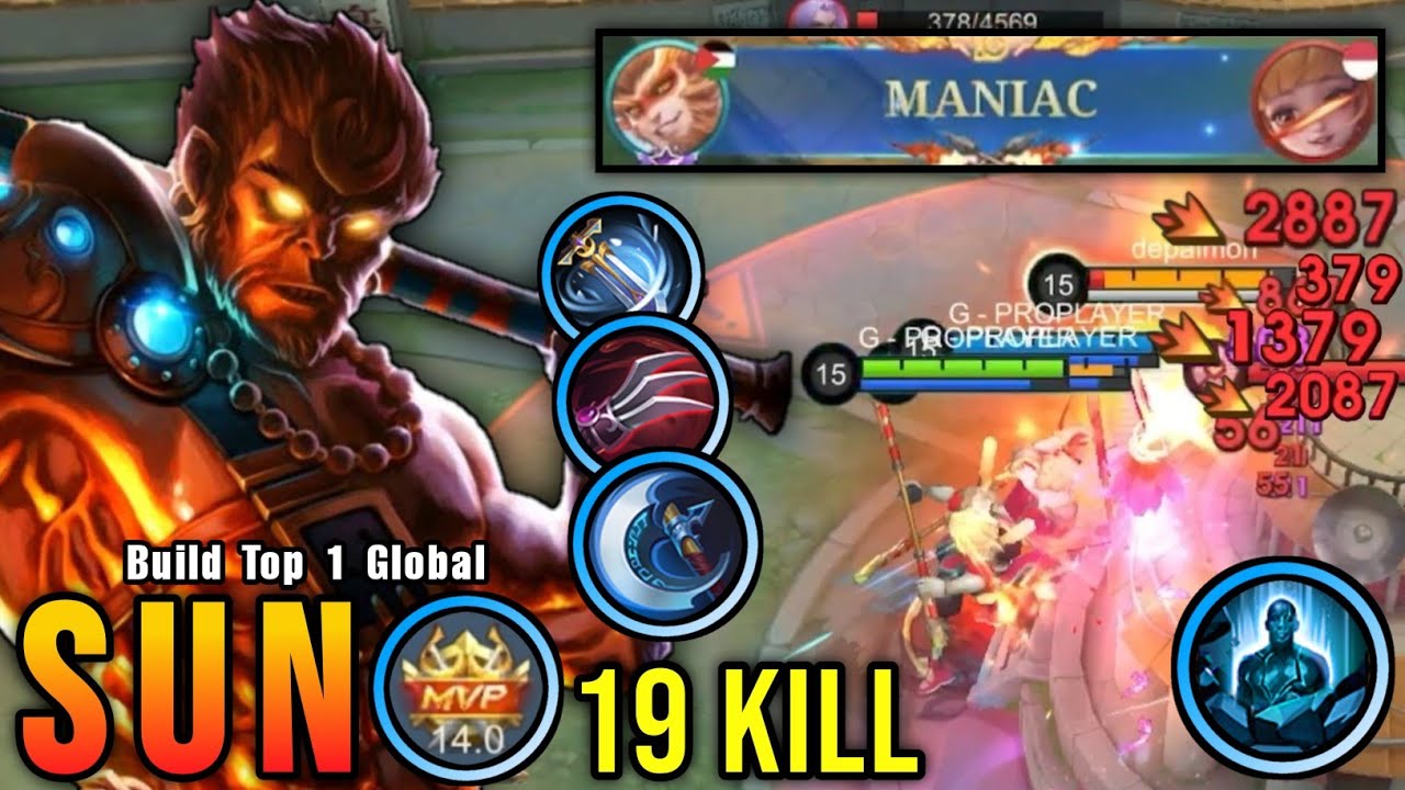 Almost SAVAGE!! Sun New Exp Lane Build Insane Critical Damage!! - Build Top 1 Global Sun ~ MLBB