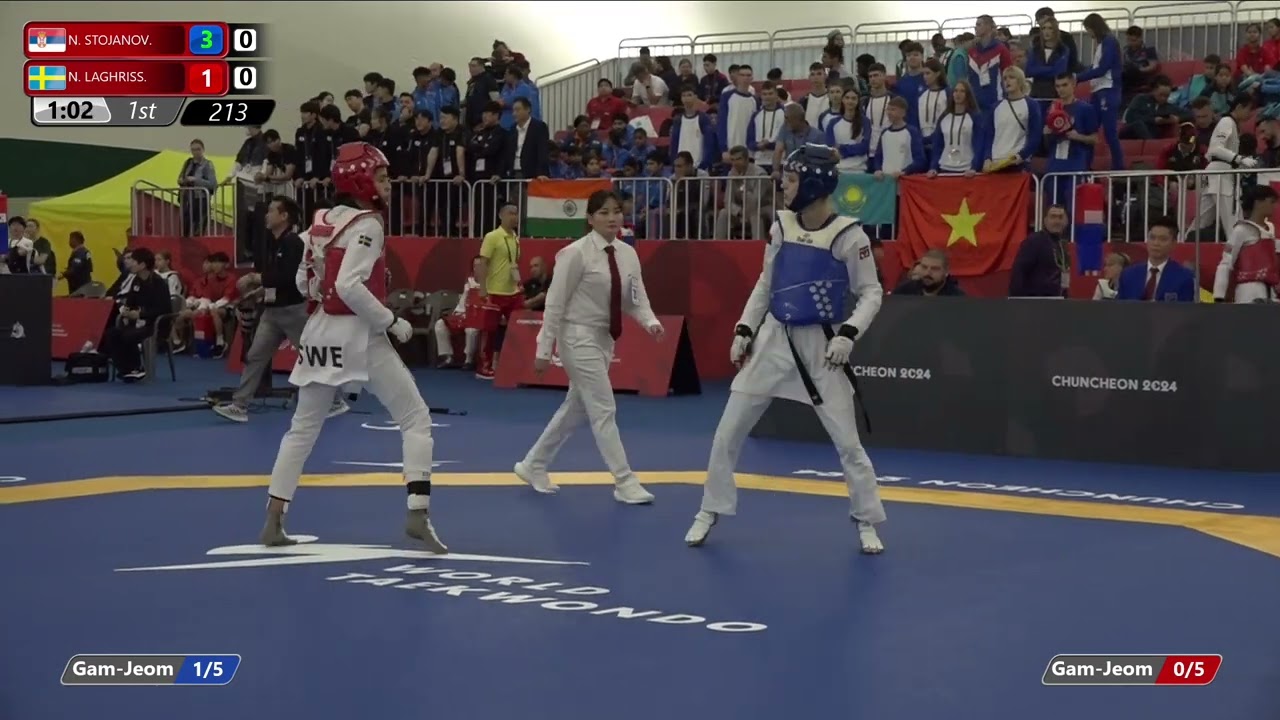 213 Round of 32 Women 52kg SRB N STOJANOV SWE N LAGHRISS background