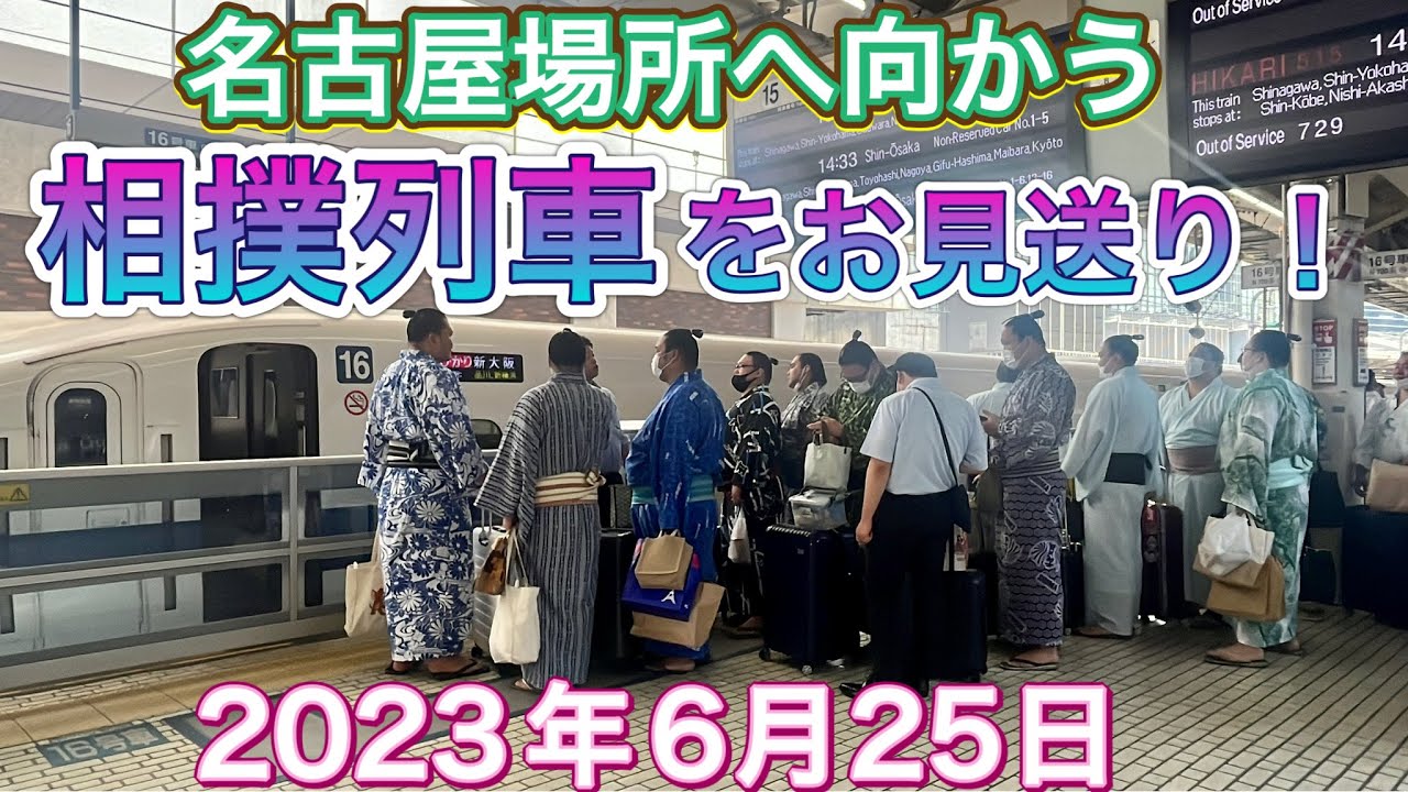 『相撲列車』を見送ってきた❗️名古屋場所へ向かう力士たち🚃😃👋 大の里 白熊 栃大海も❗️2023/6/25 【大相撲 7月場所】saw off the SUMO TRAIN for Nagoya