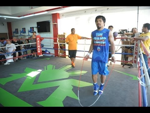 Pacquiao vs. Rios: Manny Shadowboxes, Jumps Rope background