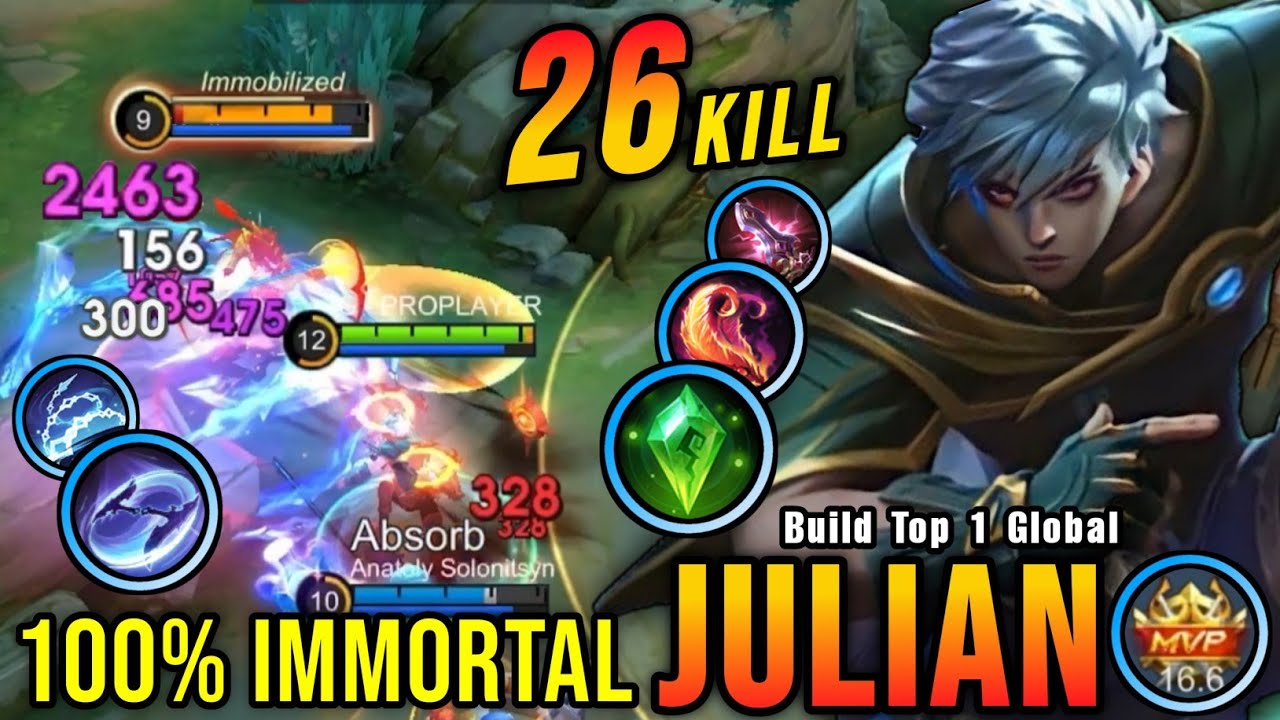 26 Kills No Death!! Julian Best Build 100% IMMORTAL!! - Build Top 1 Global Julian ~ MLBB
