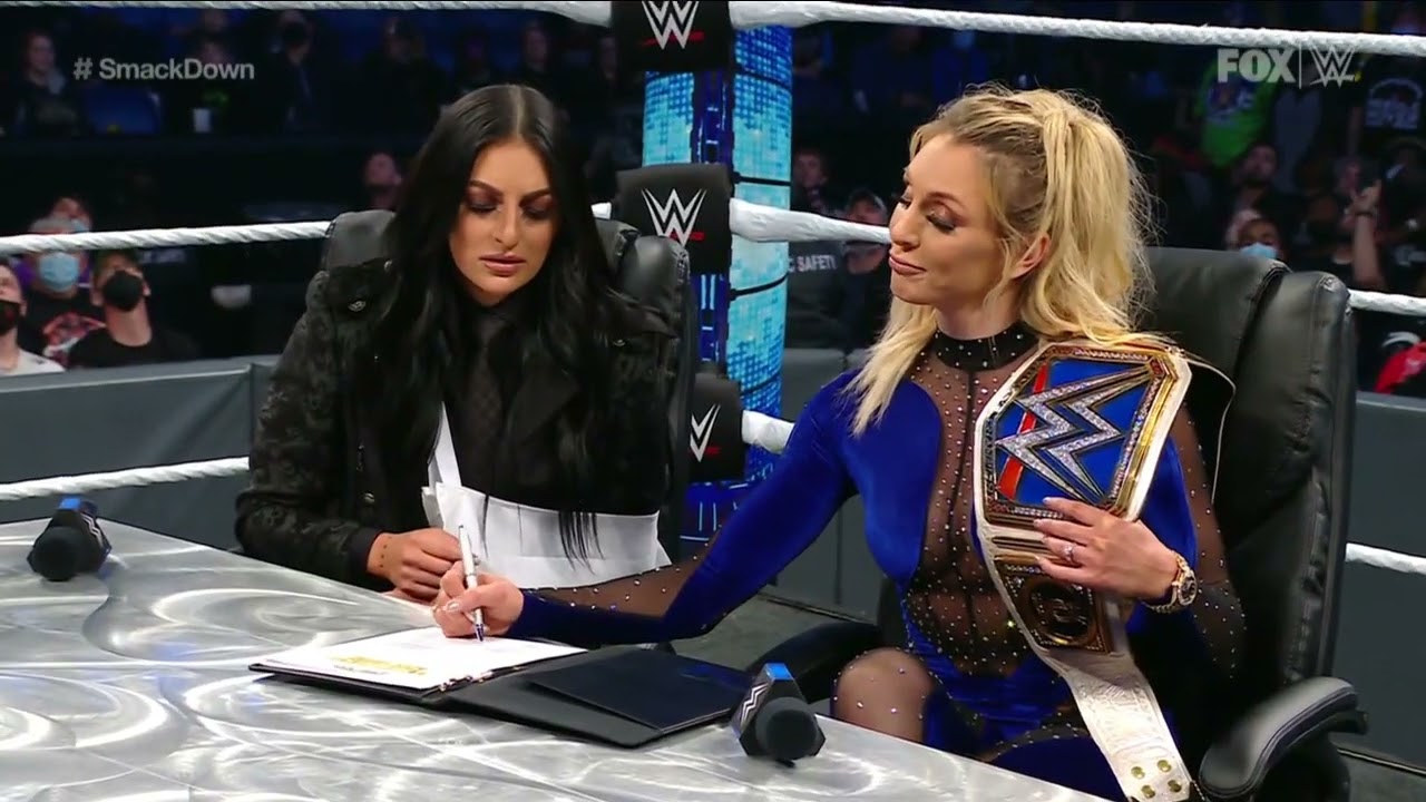 Ronda Rousey & Naomi vs Sonya Deville & Charlotte Flair (Contract Signing - Full Segment) background