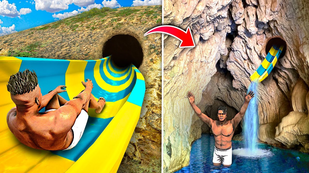 I Found a Secret UNDERGROUND WATERSLIDE In GTA 5! backdrop