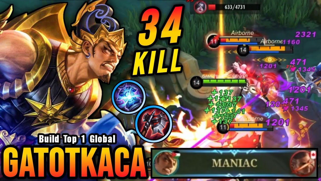 34 Kills!! OP Gatotkaca with this Item (INSANE LIFESTEAL) - Build Top 1 Global Gatotkaca ~ MLBB background