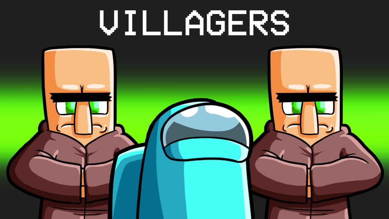 I Added VILLAGERS To Among Us background