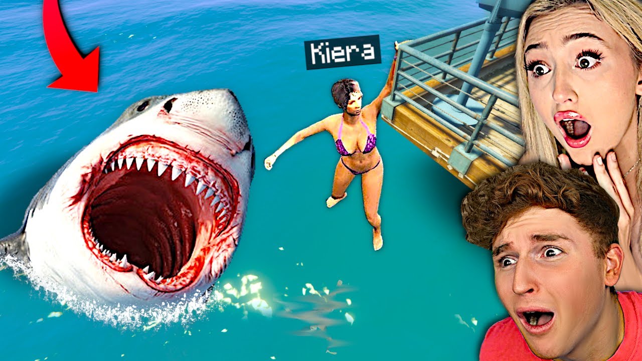 Scary MEGALODON Eats My GIRLFRIEND In GTA 5.. (Mods) background