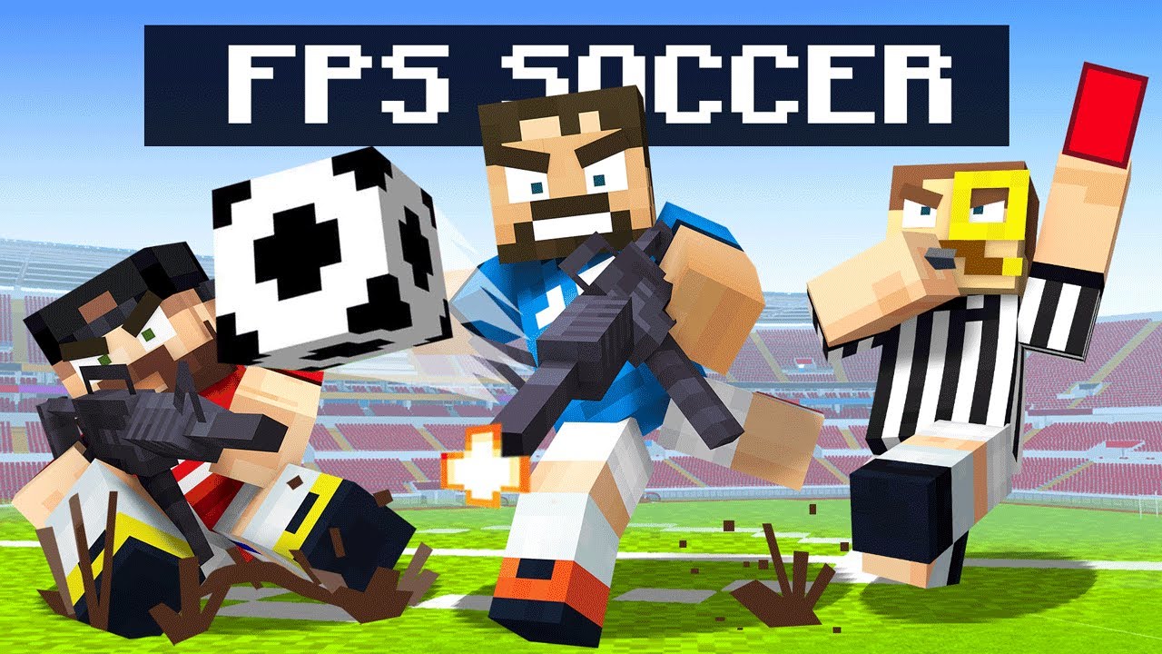 FPS Soccer in Minecraft background