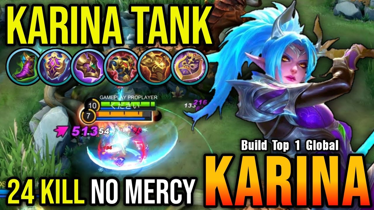 24 Kills No Mercy!! Karina Tank Build (PLEASE TRY) Autowin - Build Top 1 Global Karina ~ MLBB background