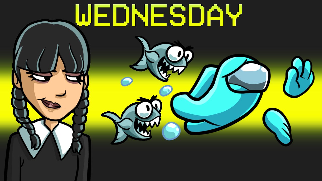 Wednesday Addams in Among Us background