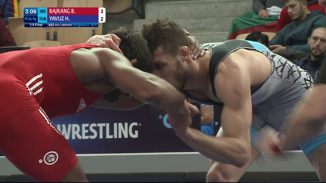 1/4 FS - 65 kg: B. BAJRANG (IND) df. H. YAVUZ (TUR) by VPO1, 7-5