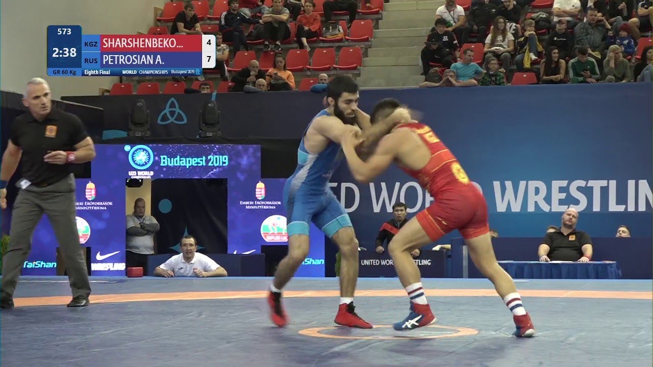 1/8 GR - 60 kg: Z. SHARSHENBEKO (KGZ) v. A. PETROSIAN (RUS) background