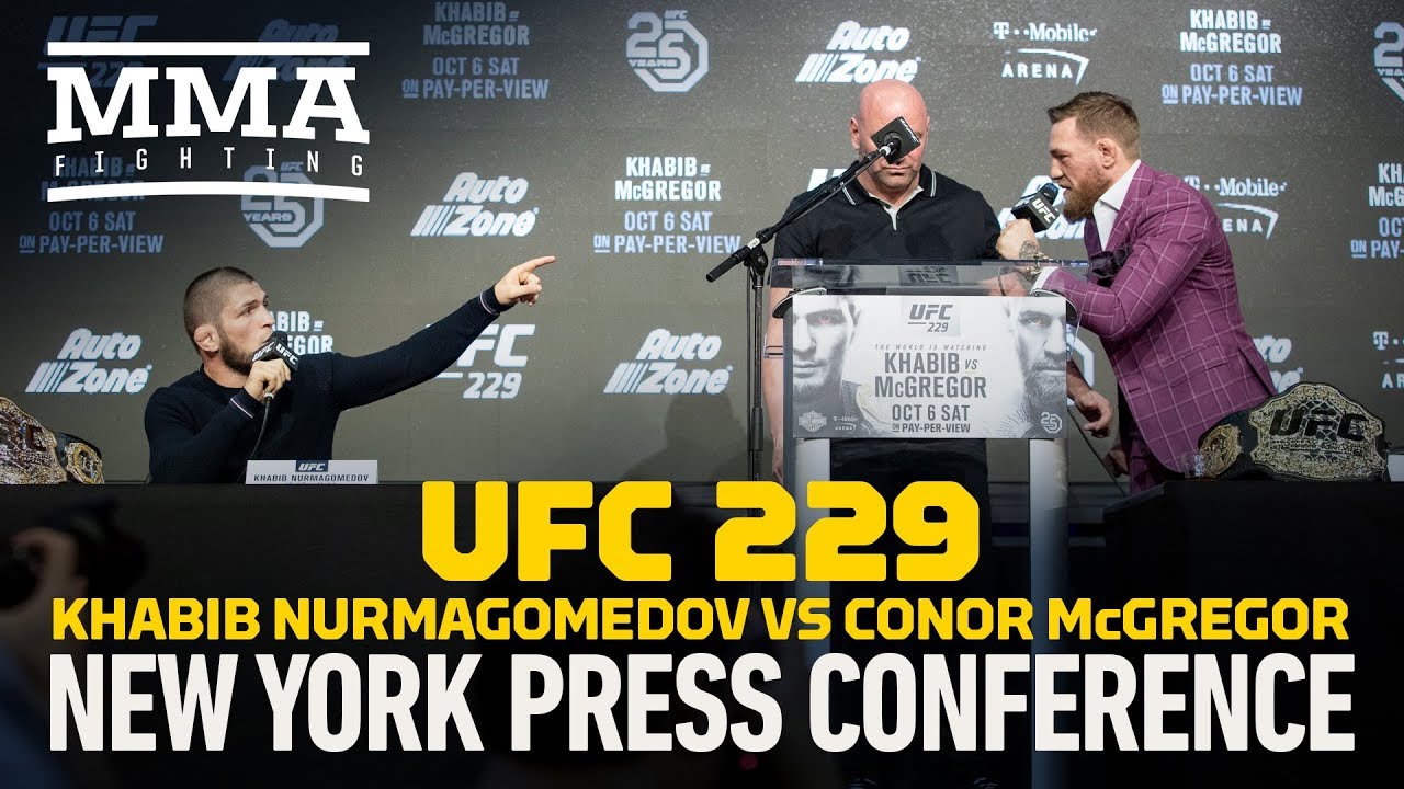 Khabib Nurmagomedov vs. Conor McGregor UFC 229 Press Conference - MMA Fighting background