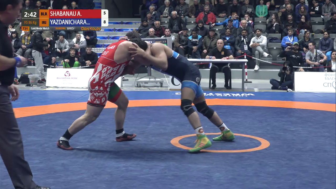 GOLD FS - 86 kg: A. SHABANAU (BLR) v. H. YAZDANICHARA (IRI) background