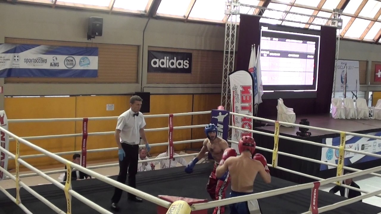 Dimitrios Grigoriadis v Nurettin Diler WAKO European Championships 2016 backdrop