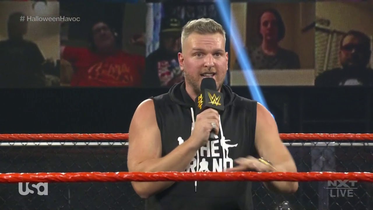 Pete Dunne returns and allies Pat McAfee, Oney Lorcan & Danny Burch (Full Segment) background