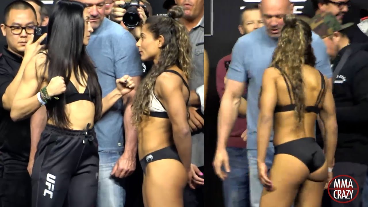 UFC 285: Jessica Penne vs. Tabatha Ricci weigh in Face Off backdrop