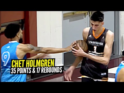 Chet Holmgren Goes DUMMY For 35 Points & 17 Rbs at The Crawsover!! #1 Pick in 2022!? background