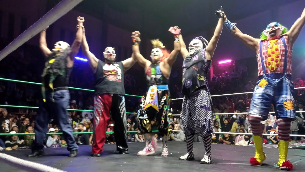 Histórico! Por primera vez los 5 Pyschos Circus de AAA en la Arena Neza para DMT Azul background