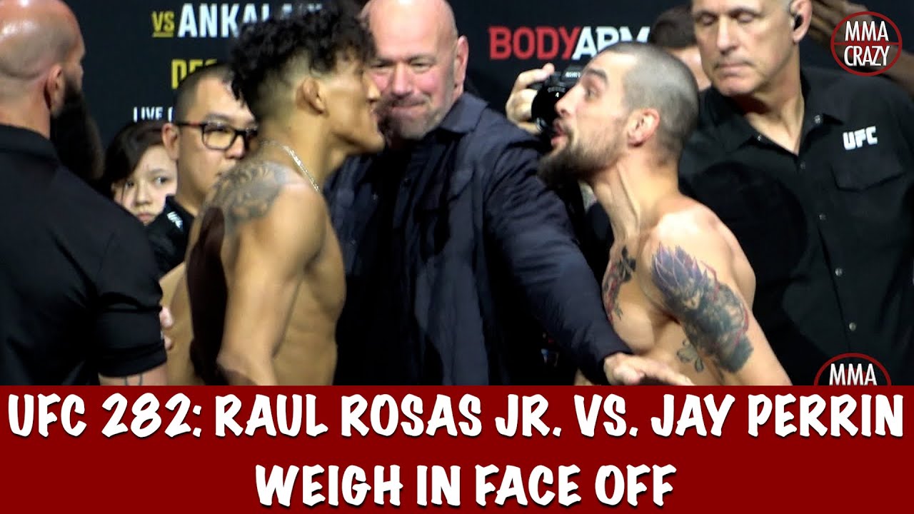 UFC 282: Raul Rosas Jr. vs. Jay Perrin weigh in face off background