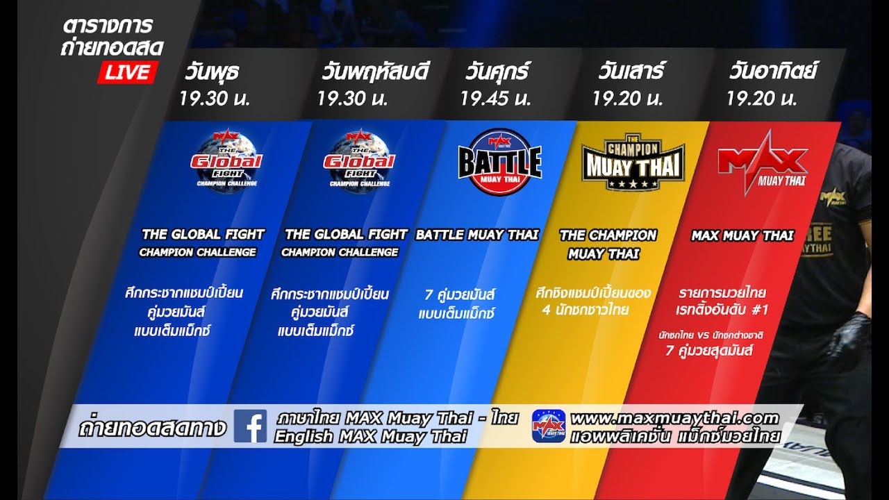 ตารางการถ่ายทอดสด ของแม็กซ์ มวยไทย