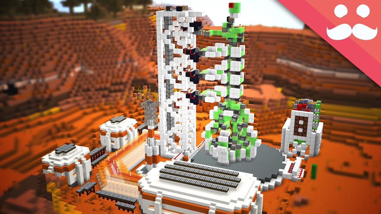 Making the ULTIMATE ROCKET LAUNCH STATION in Minecraft! background